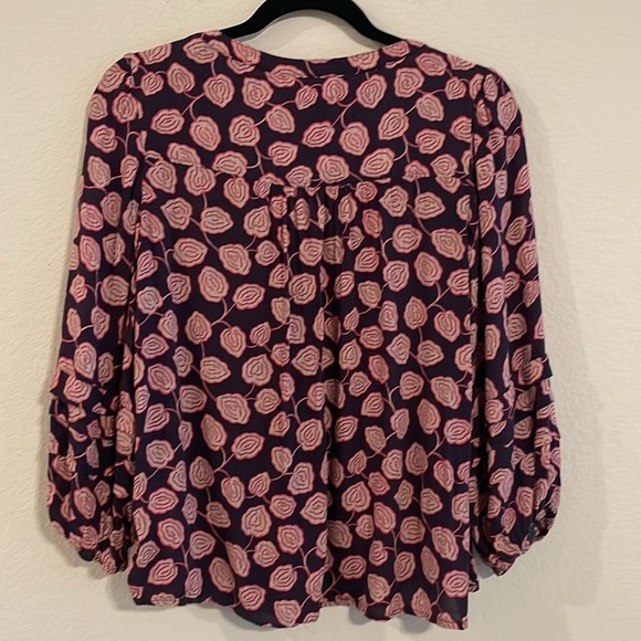 Anthropologie Maeve Women Tunic Top Small Cathy Purple Floral Cottagecore Boho - Picture 6 of 17